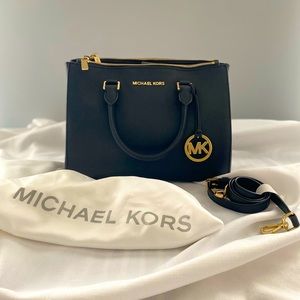 Michael Kors cross body top handle leather satchel